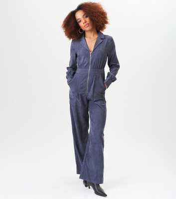 Gini London Blue Long Sleeve Zip Jumpsuit 