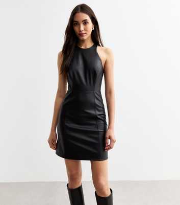 Black Panelled Faux Leather Dress