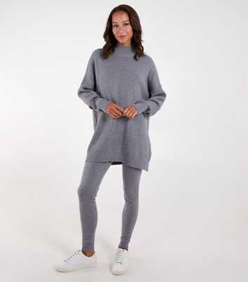 Blue Vanilla Grey Ribbed Jumper And Legging Set