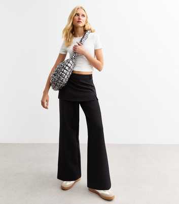 Black Wide Leg Skirt Trousers