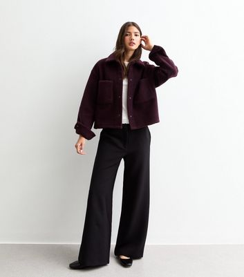 Black Low Rise Wide Leg Tailored Trousers New Look