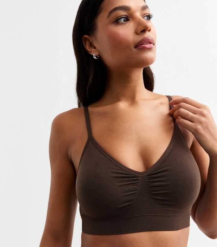 Brown Seamless Ruched Bra