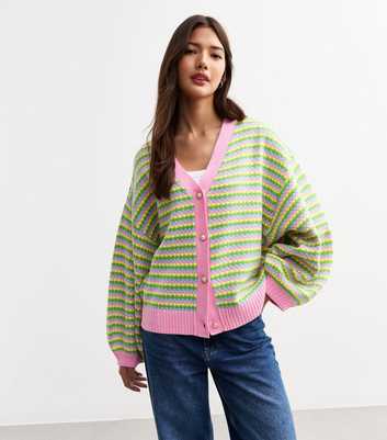 Sunshine Soul Multicoloured Faux Pearl Stripe Cardigan