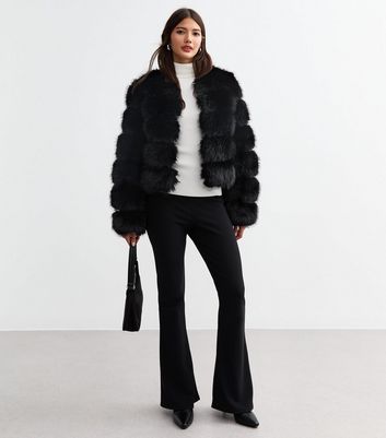 Black pelted faux fur coat online