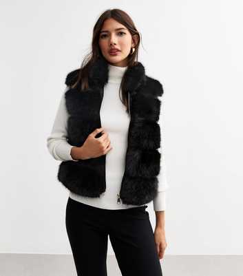 Cameo Rose Black Faux Fur Gilet