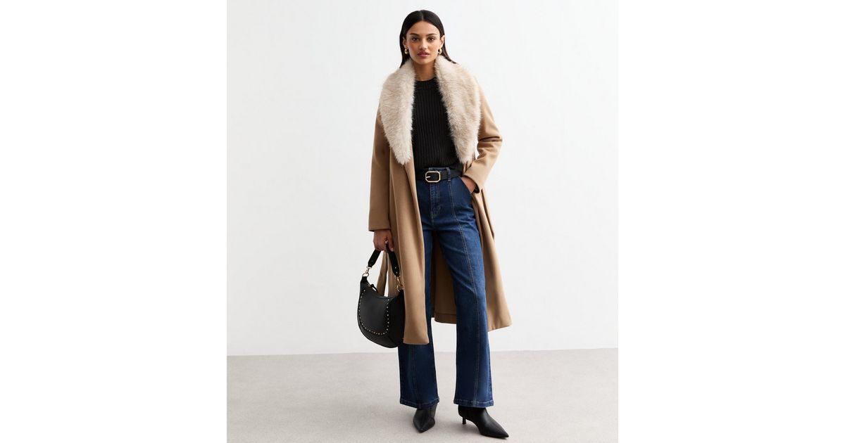 2040116 Camel Fur Collar Coat main image 1