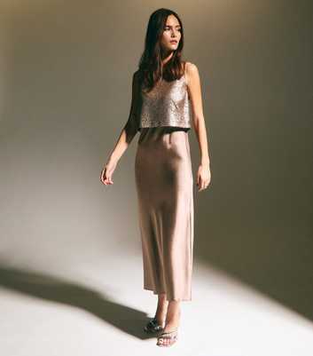 Mink Sequinned 2-in-1 Maxi Dress