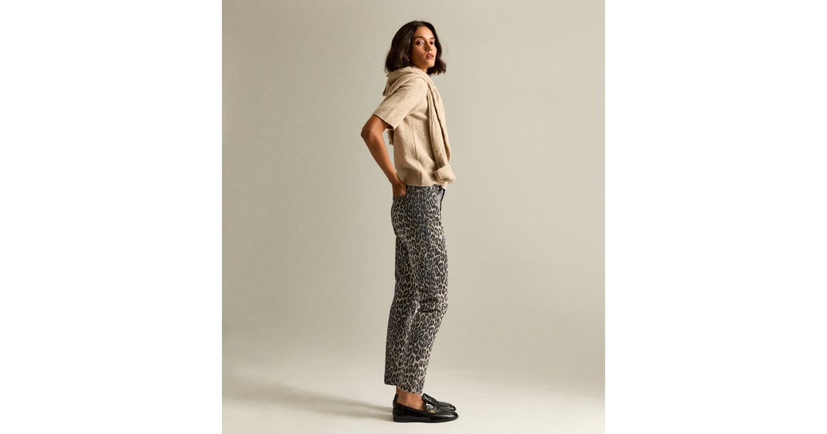 Brown Leopard Wide-Leg Jeans