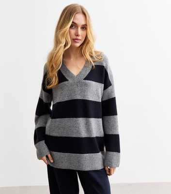 Navy Striped Soft Knit Jumper 