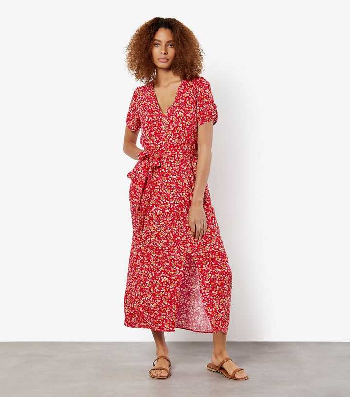 fitted lace wedding dress Red Floral Midi Dress - All Dresses main image 1