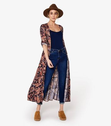 Apricot Brown Paisley Print Maxi Shirt Dress New Look