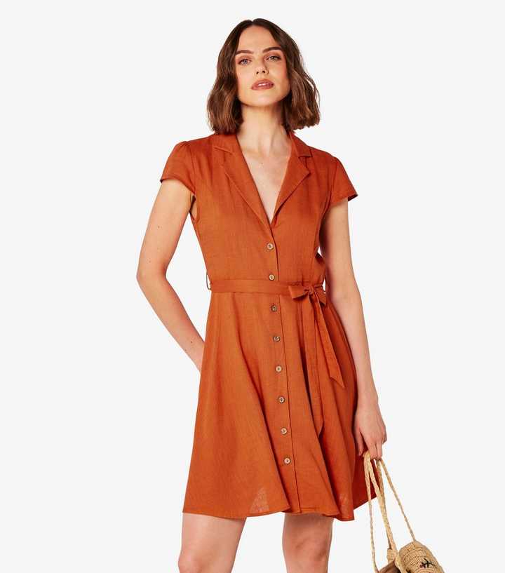 knee length dresses for ladies Linen wrap dress in apricot / women linen wrap dress – Milimilu.com