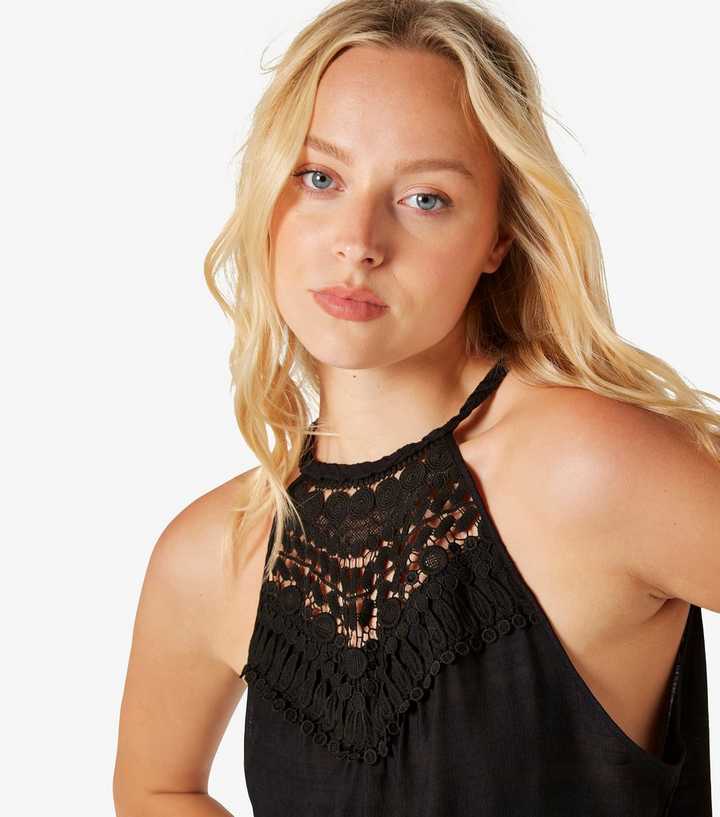 Apricot Back Lace Detail Tiered Midi Dress | New Look