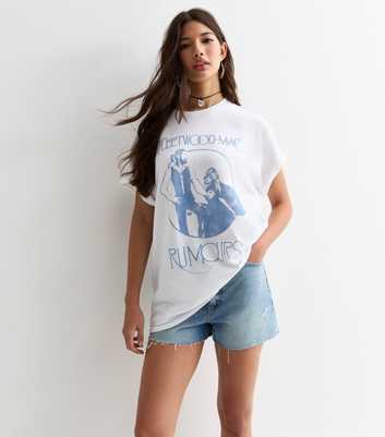 White Fleetwood Mac-Print Cotton Oversized T-Shirt