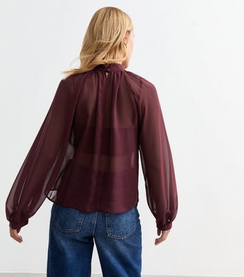 Burgundy chiffon top on sale