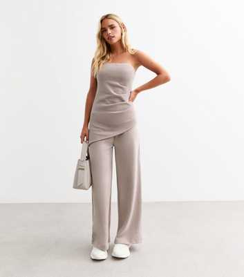 Petite Mink oft Touch Wide Leg Trousers