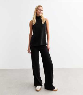 Tall Black Soft Touch Wide Leg Trousers