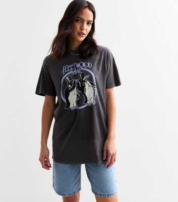 Grey Acid Wash Fleetwood Mac Oversized T-Shirt 