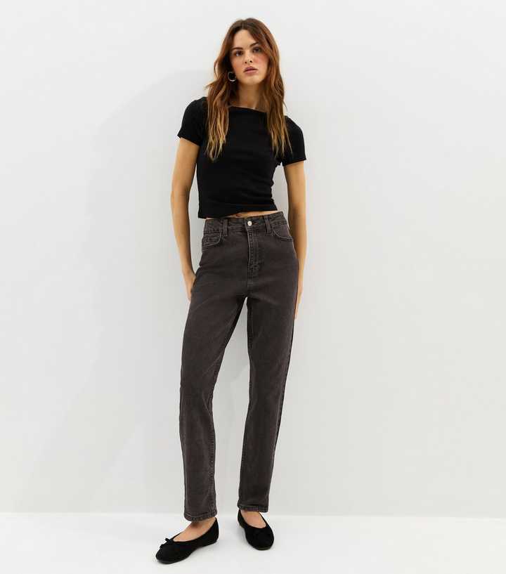 Washed Black Mom Ankle Grazer Jeans