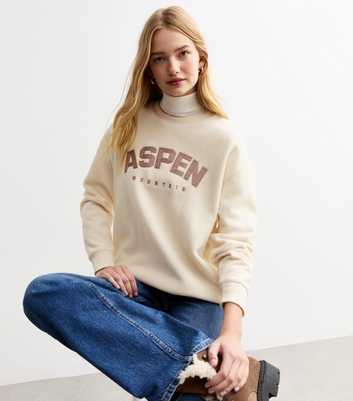 Cream Aspen Embroidered Fleece Sweatshirt