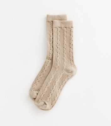 Light Brown Cable Knit Socks