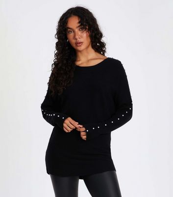 QUIZ Black Ribbed Knit Batwing Jumper New Look