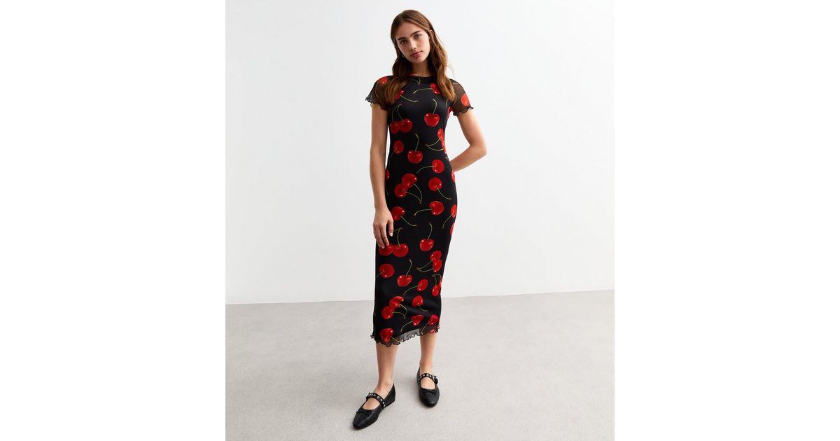 Cherry Print Midi Dress