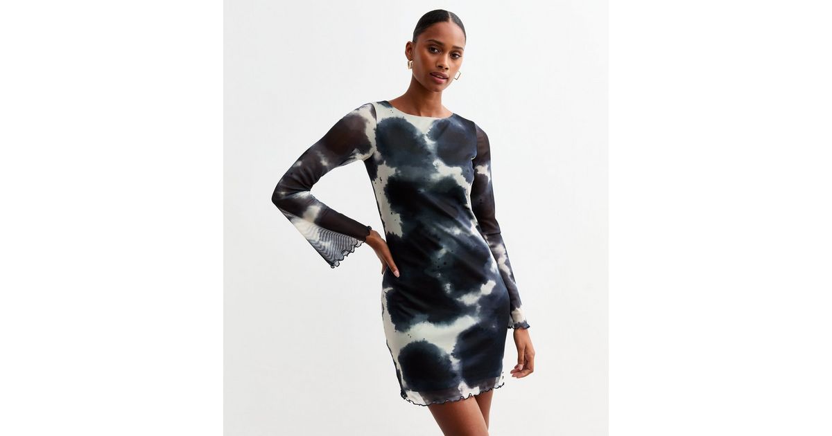 Blue Mysterious Eyes Print Mini Dress