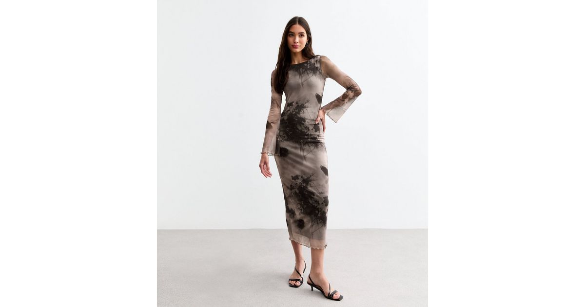 Mauve Grey Abstract Print Shirt and Knot Skirt Set main image 1