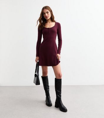 4610171 Burgundy Cape Tassel Mini Dress