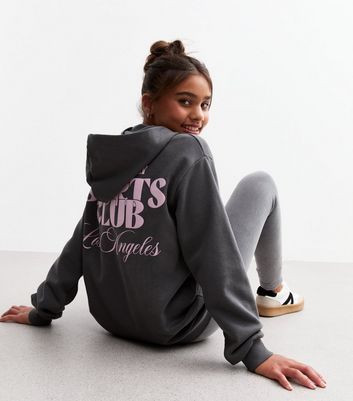 Girls Grey Sports Club Hoodie New Look