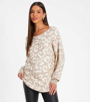 QUIZ Beige Cheetah Pattern Knit Jumper