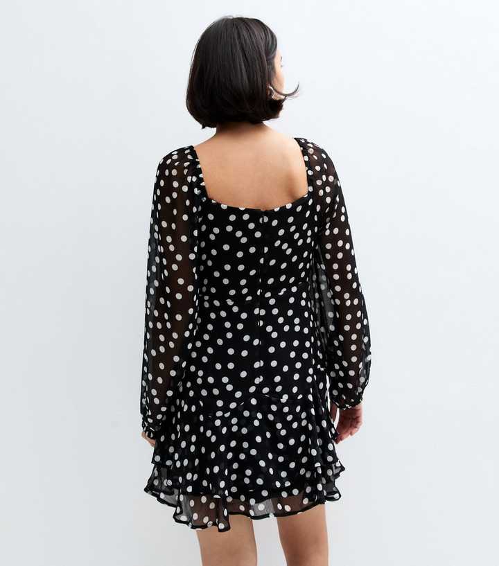 Mini Dress New Look Chiffon Dress New Look Tie Front Chiffon Mini Dress In  Black Spot