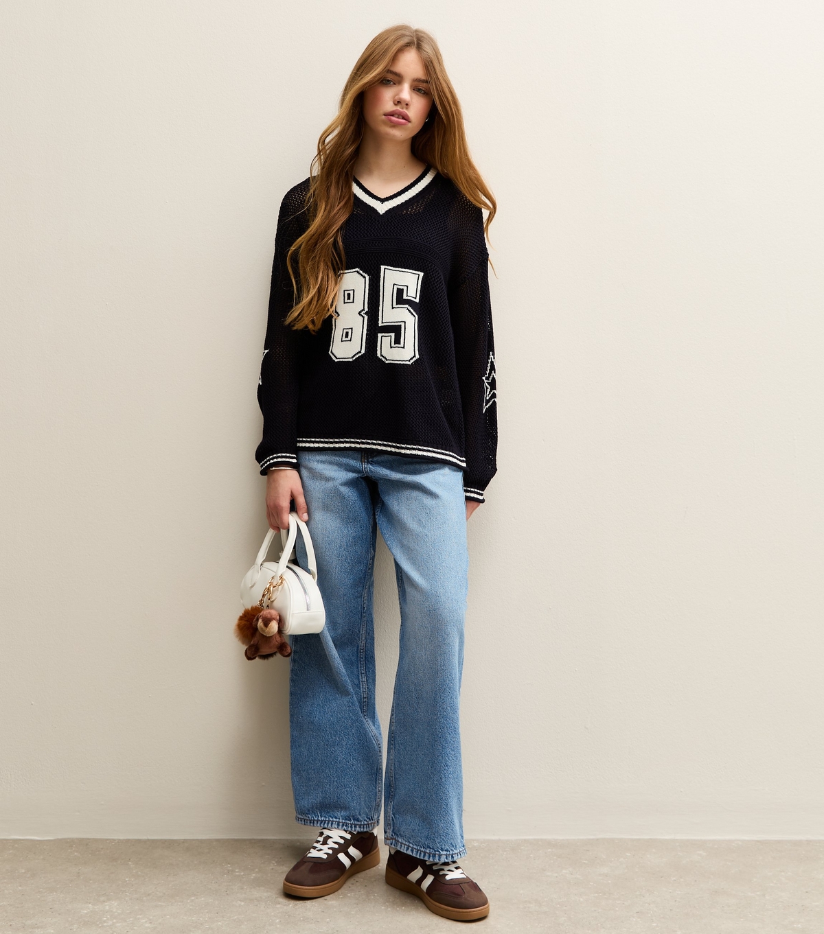 Girls' Blue Mid Wash Skater Jeans New Look