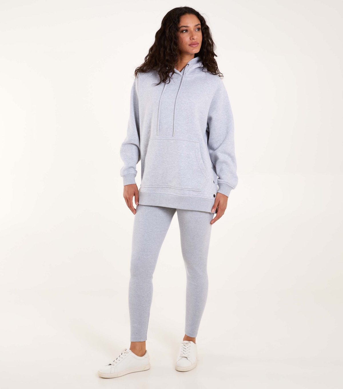 Women's Grey Popper Detail Hoodie Trouser Set Blue Vanilla New Look