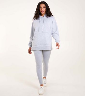 Blue Vanilla Grey Popper Detail Hoodie Trouser Set New Look