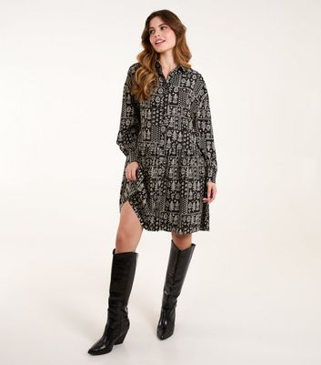 Blue Vanilla Black Smock Shirt Dress | New Look