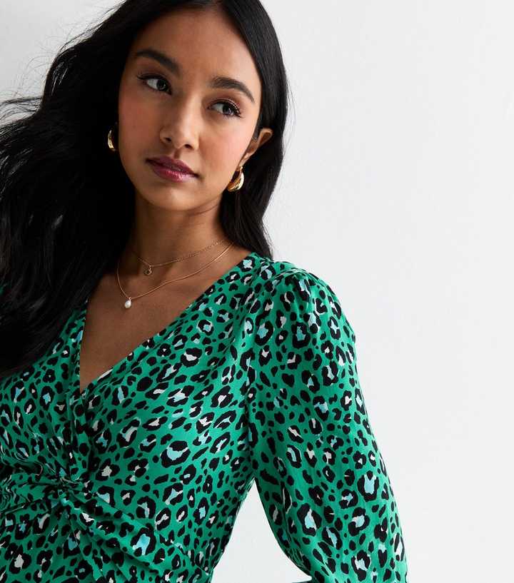 green jaded london dress Green Leopard Ruched Bust Detail Maxi 16 main image 0