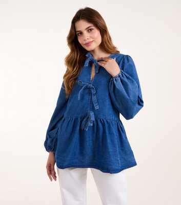 Blue Vanilla Blue Tie Peplum Blouse