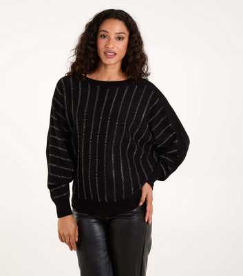 Blue Vanilla Black Diamante Stripe Jumper