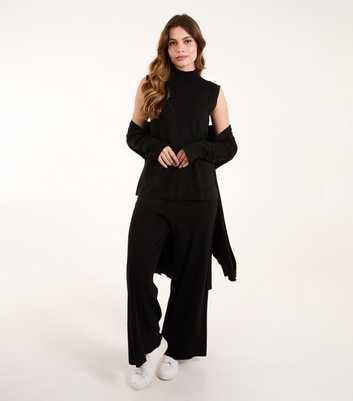 Blue Vanilla Black 3-Piece Trouser Cardigan Set