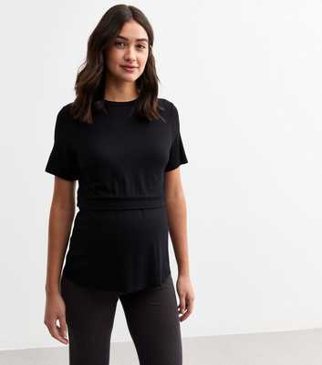 Maternity Black Short Sleeve Jersey Nursing Top