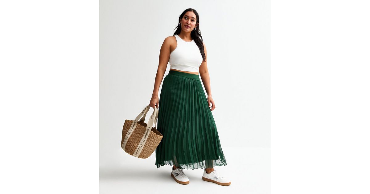 Womens Skirts Green Skirt Size 20 Curves Dark Green Pleated