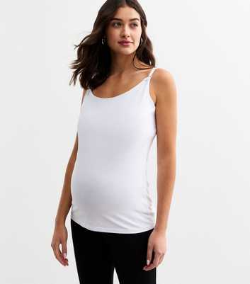 White Scoop Neck Jersey Nursing Vest