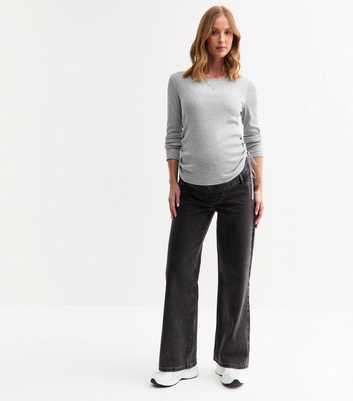 Maternity Black Over Bump Adalae Wide Leg Jeans