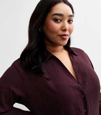 Curves Burgundy Spotted Shirt