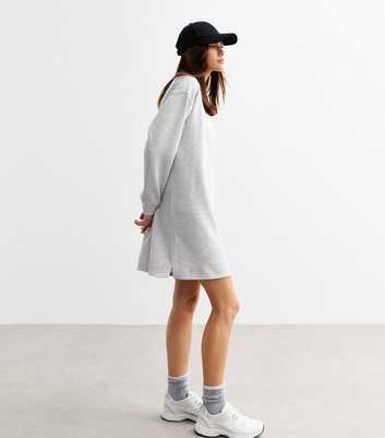 Grey Long Sleeve Crew Neck Mini Sweater Dress