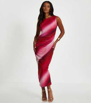 QUIZ Deep Pink Mesh Midi Dress