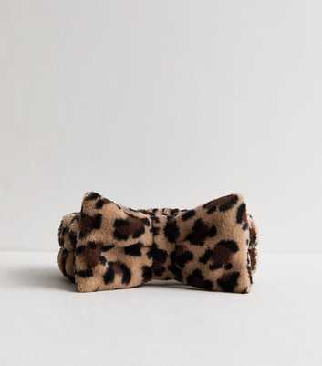 Brown Leopard Print Fluffy Bow Headband