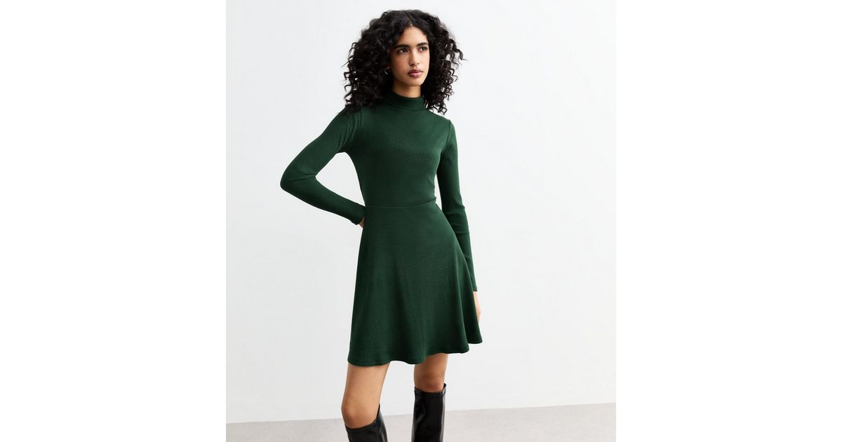 slim fit dress slacks Teal Long Sleeve Tie Waist Skater Dress – AX Paris main image 0